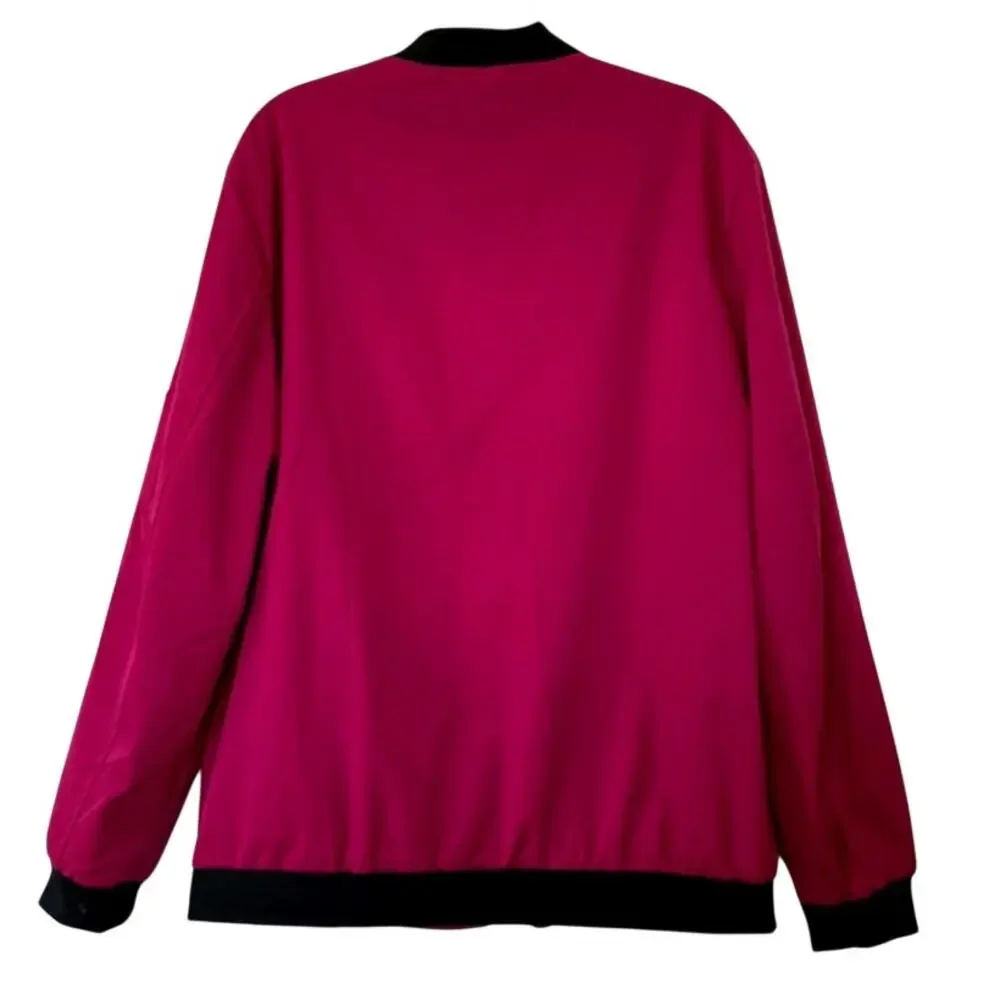 Wulful Mens Bomber Jacket Full Zip Softshell Flight Casual Jacket Size Large Red